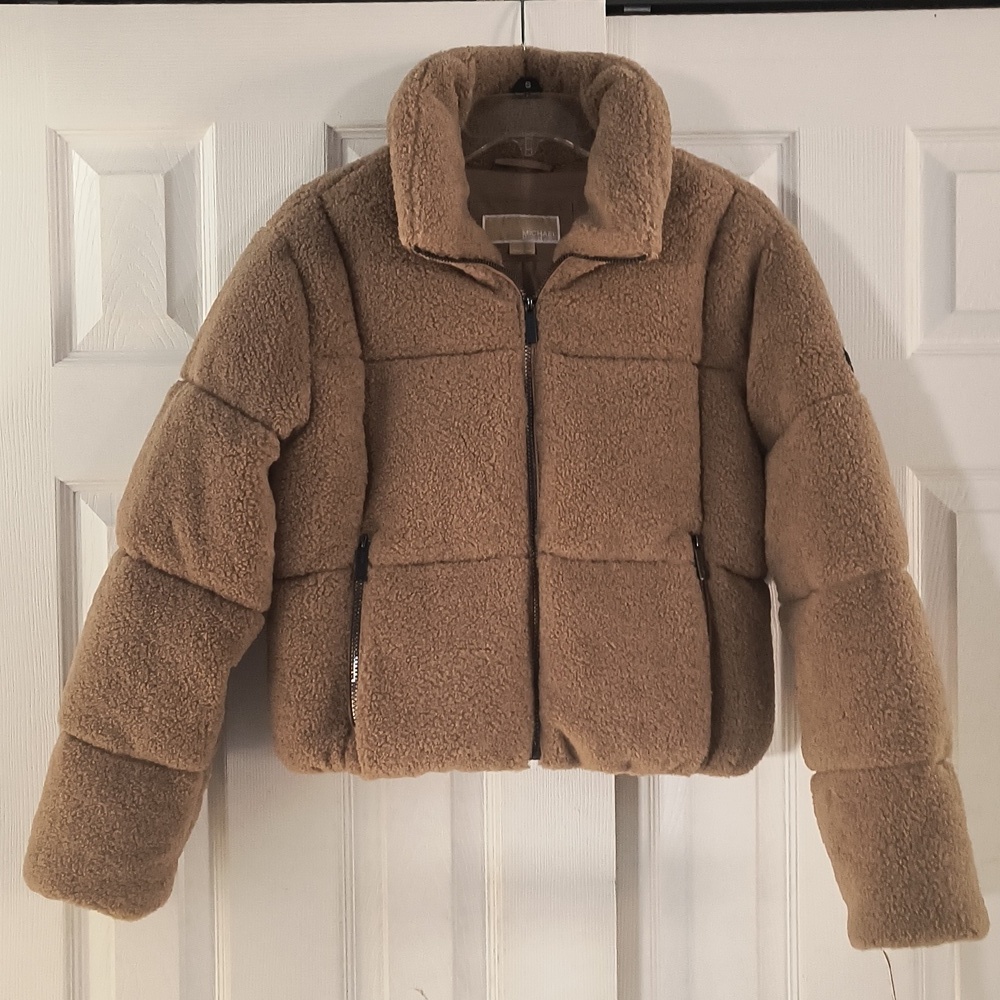 Michael Kors Faux Fur Puffer Bomber Jacket Size S